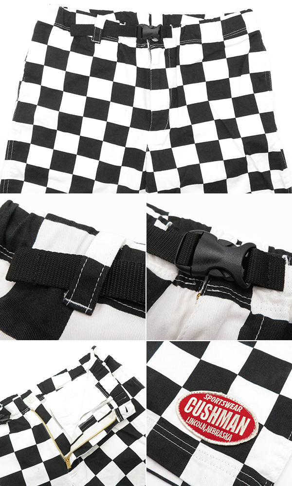 CUSHMAN クッシュマン コットンツイル|チェッカー柄|イージーショートパンツ『CHECKER FLAG SHORT PANTS』【アメカジ ・ワーク】22260