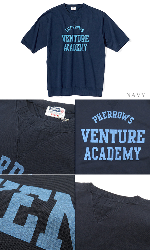 PHERROW'S フェローズ 半袖|両Vガゼット|カットソー『両V針抜きリブSST