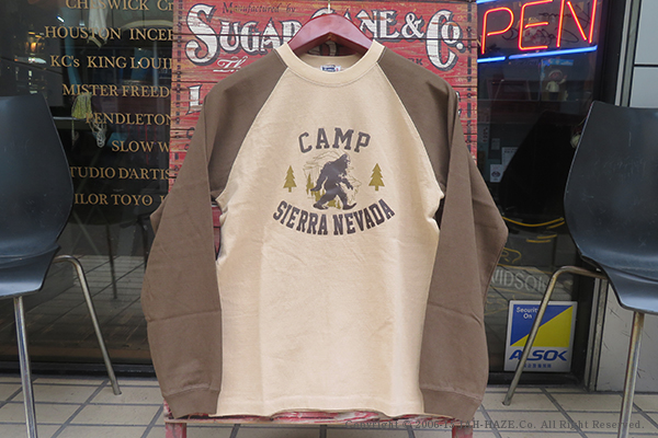 PHERROWS フェローズ 長袖|ラグラン|ベースボールTシャツ『CAMP SIERRA NEVADA LST』【アメカジ・カレッジ】24W-PRLT1 PHERROW'S フェローズ 長袖|ラグラン|ベースボールTシャツ『CAMP