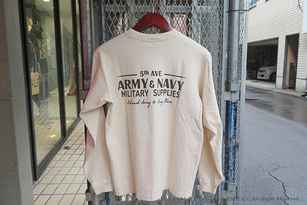 PHERROW'S フェローズ 長袖|天竺|プリント|ロンTEE『ARMY & NAVY L/S T