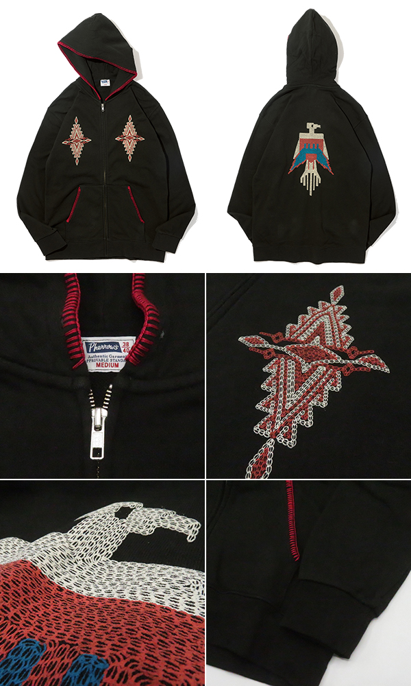 PHERROW'S フェローズ 裏毛|ブランケットステッチ|フルジップパーカー