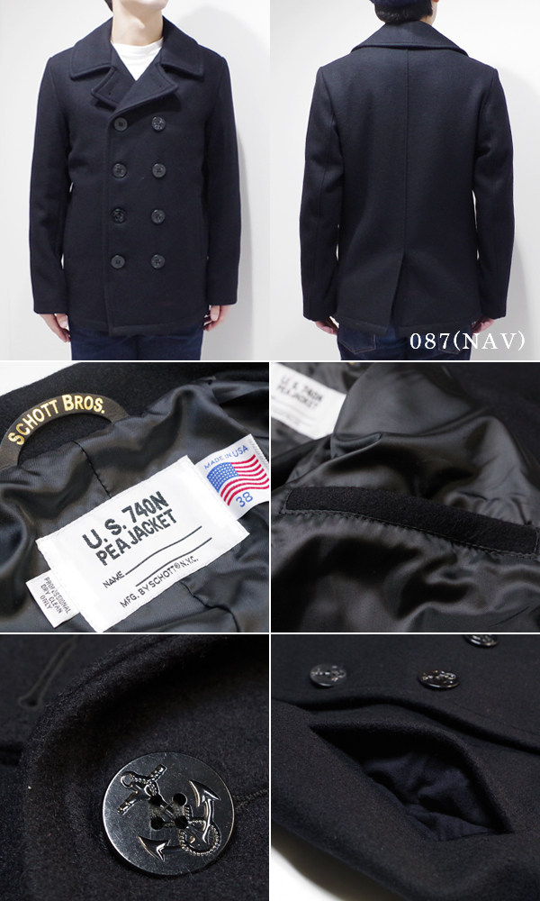Schott ショット Made in USA|ウールメルトン|ピーコート『753US P-COAT』【アメカジ・ミリタリー】7118