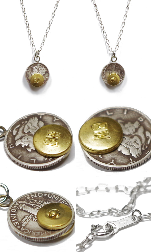 Button Works ボタンワークス ネックレス|ペンダントトップ|マーキュリーダイムコイン『Mercury Dime Coin  Necklace-Brass』【アメカジ・ワーク】BW-0083