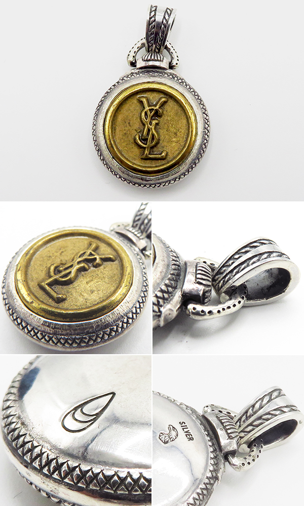 Button Works×Larry Smith ボタンワークス ネックレス|ペンダントトップ|サンローラン|YSL|ヴィンテージボタン『YSL  Vintage Button Pendant Top』【アメカジ・ワーク】BW-0098H