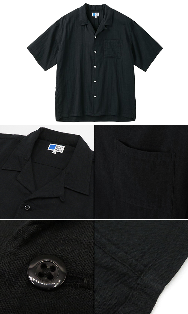 JAPAN BLUE ジャパンブルー 半袖|ダブルガーゼ|オープンカラーシャツ