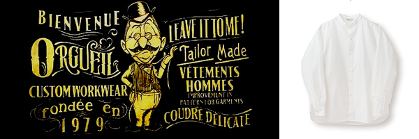 ORGUEIL オルゲイユ 長袖|先染め|オーガニックコットン|バンドカラー