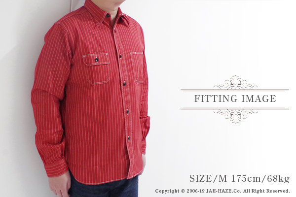 SUGAR CANE 8.5oz. WHITE WABASH STRIPE WORK SHIRT