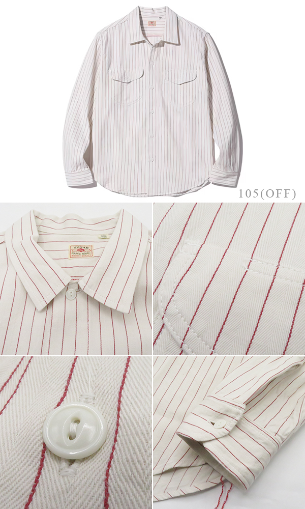 SUGAR CANE シュガーケーン 長袖|コークストライプ|ワークシャツ『COKE