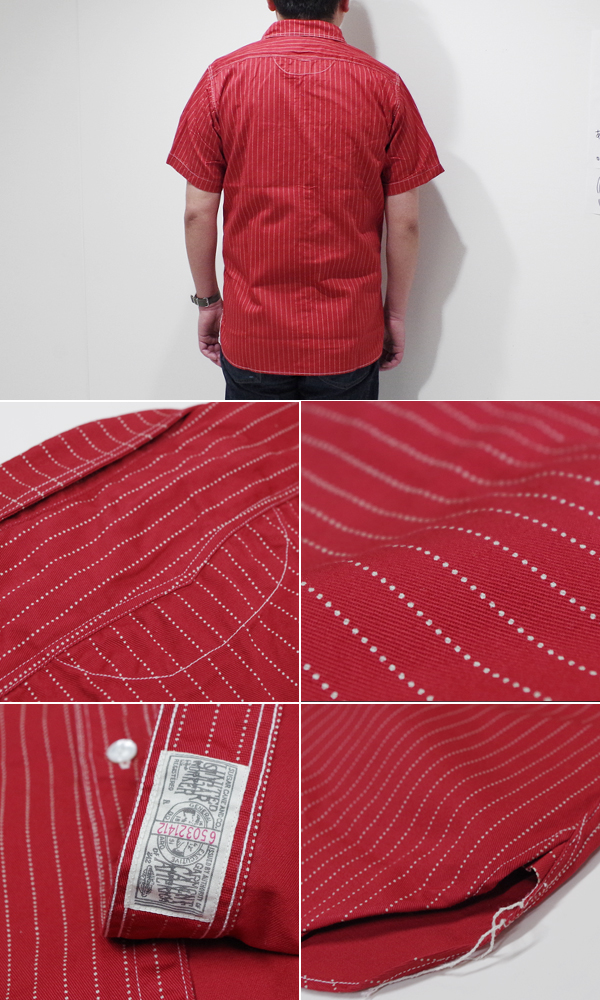 SUGAR CANE 8.5oz. WABASH STRIPE WORK SHIRT